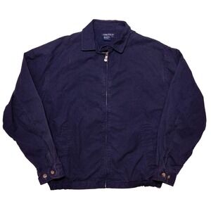 Vintage NAUTICA Bomber Jacket Cotton Navy Blue 1990s Large L